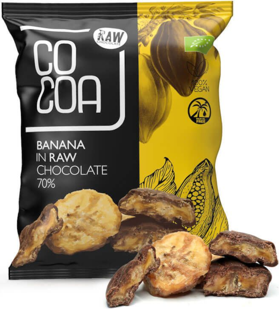 Banany w surowej czekoladzie gorzkiej RAW 70g COCOA BIO