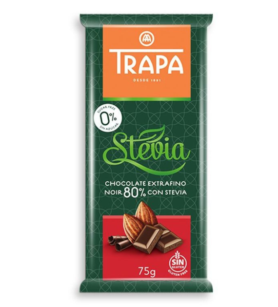 Czekolada gorzka 80% Stevia bez cukru 75g TRAPA