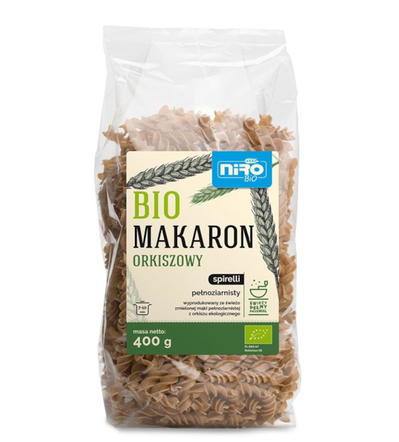 Makaron orkiszowy pełnoziarnisty świderki 400g NIRO BIO