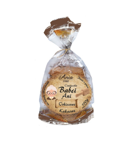 Ciasteczka orkiszowe Babci Ani kakaowe bez cukru 100g ANIA