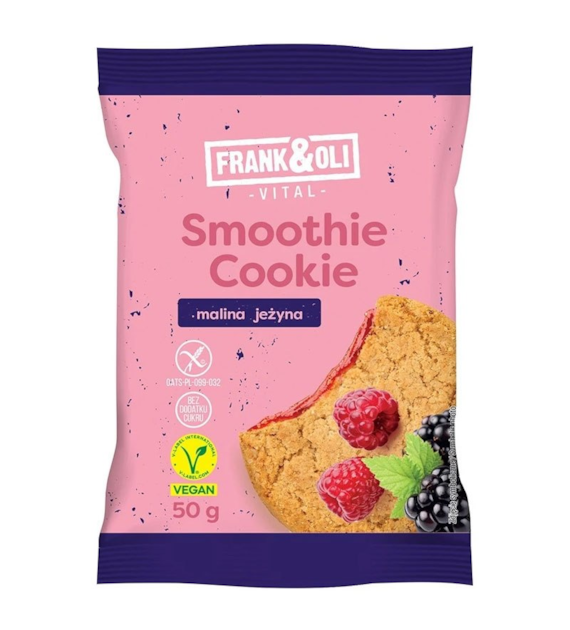 Miękkie ciasteczko Smoothie malina & jeżyna bez cukru 50g FRANK&OLI