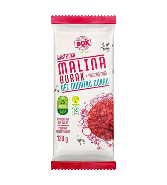 Ciasteczka malina burak & nasiona chia bez cukru 120g BOX VITAL