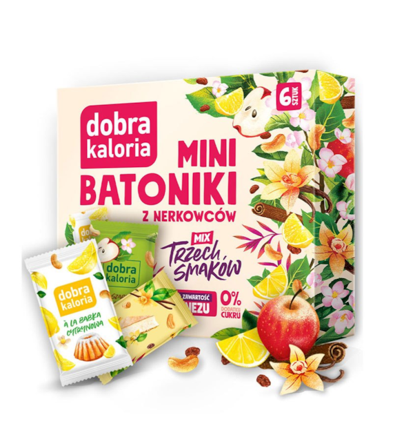 Batoniki z nerkowców mix trzech smaków bez cukru 102g DOBRA KALORIA