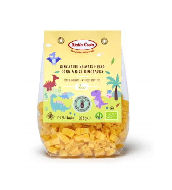 Makaron kukurydziano - ryżowy dla dzieci Dinosauri 250g DALLA COSTA BIO