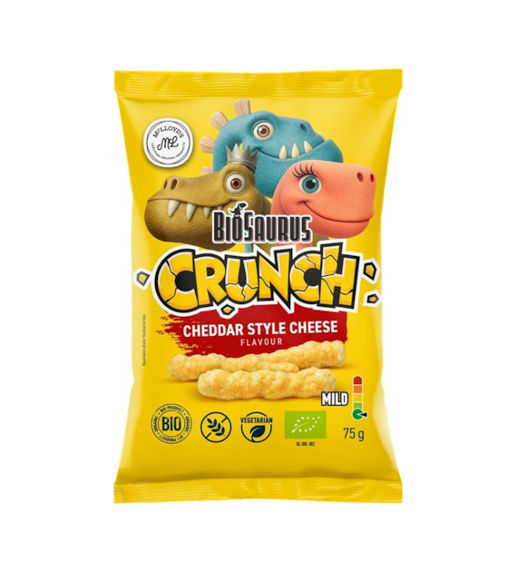 Chrupki kukurydziane Ser Cheddar bezglutenowe 75g BIOSAURUS CRUNCH BIO