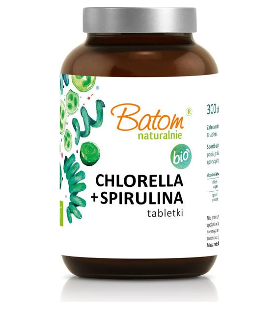 Chlorella + spirulina 500mg tabletki 240szt. / 120g BATOM BIO - suplement diety