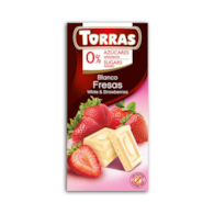 Czekolada biała z truskawkami bez cukru 75g TORRAS