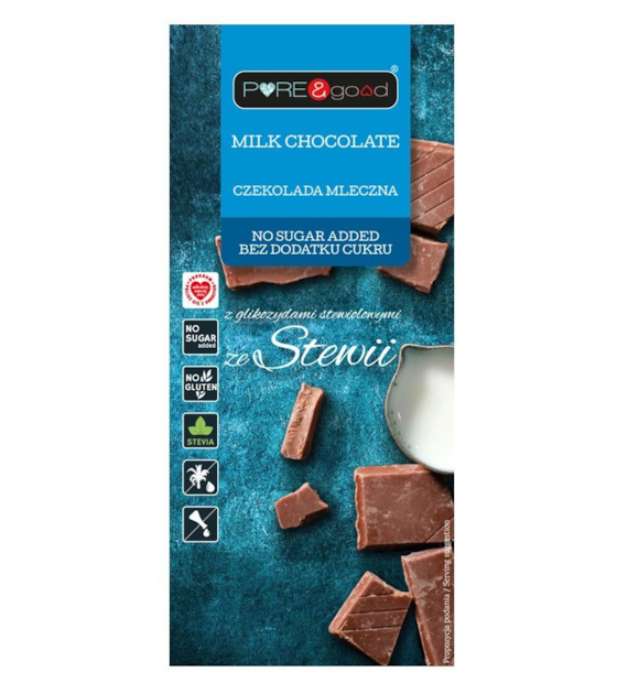 Czekolada mleczna bez cukru 100g PURE&GOOD