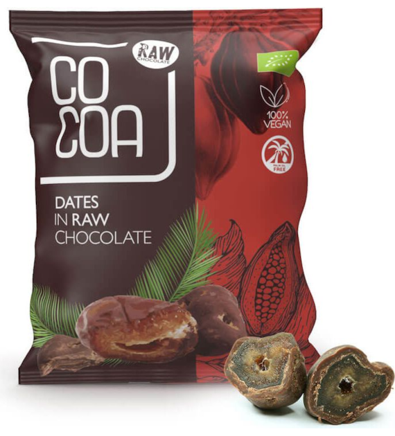 Daktyle w surowej czekoladzie RAW 70g COCOA BIO - najlepiej spożyć przed: 26.09.2026