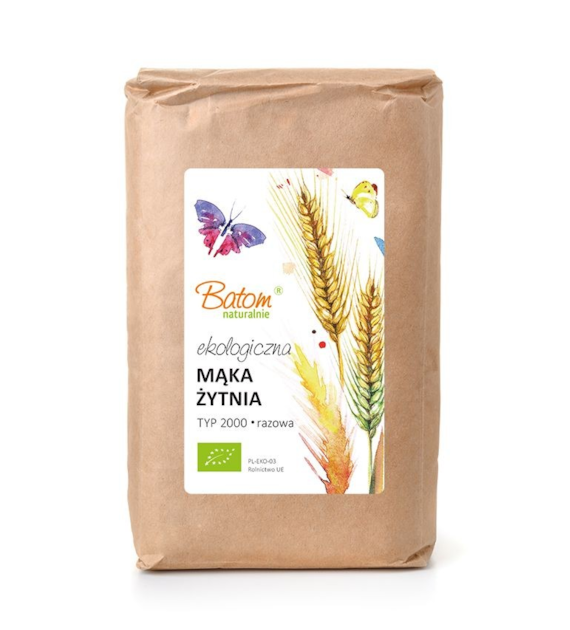 Mąka żytnia TYP 2000 grubomielona razowa 1kg BATOM BIO