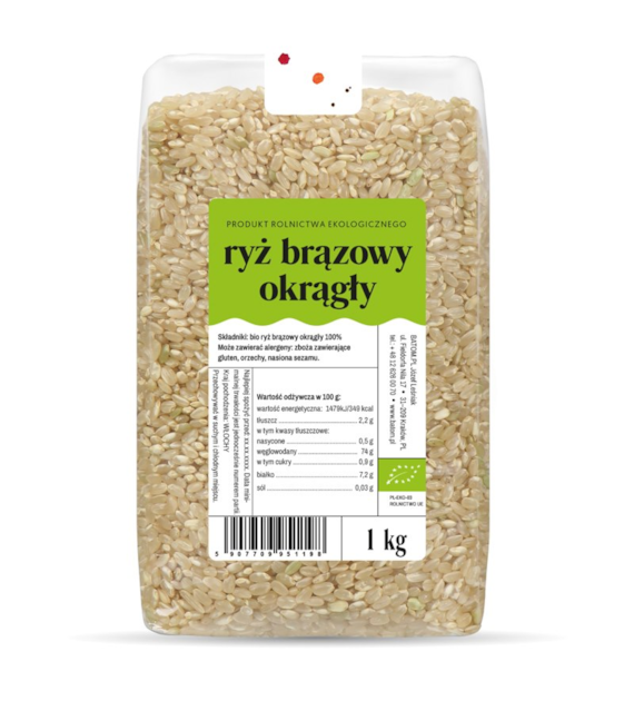 Ryż brązowy okrągły 1kg DETAL BIO