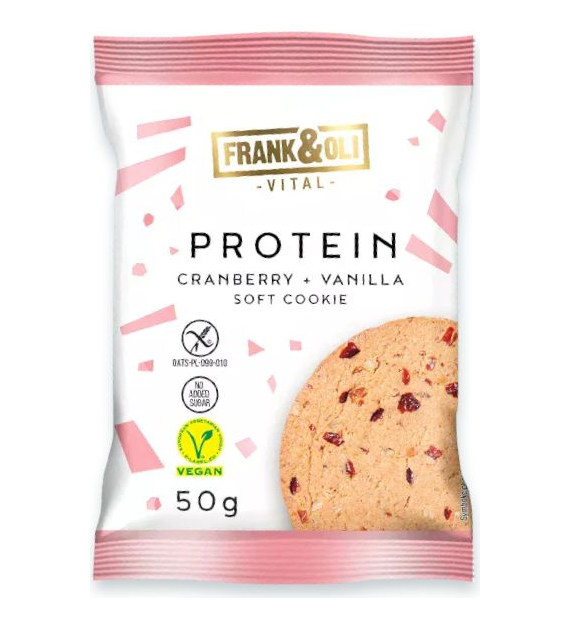 Miękkie ciasteczko proteinowe żurawina & wanilia bez cukru 50g FRANK&OLI