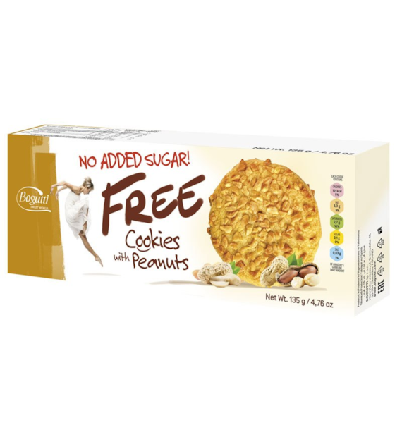 Ciastka z orzechami arachidowymi bez cukru 135g BOGUTTI
