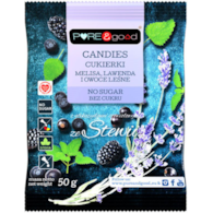 Cukierki landrynki melisa lawenda owoce leśne bez cukru 50g PURE&GOOD