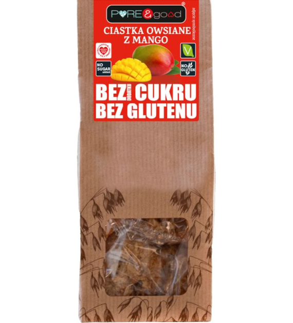 Ciastka owsiane z mango bez cukru 150g PURE&GOOD