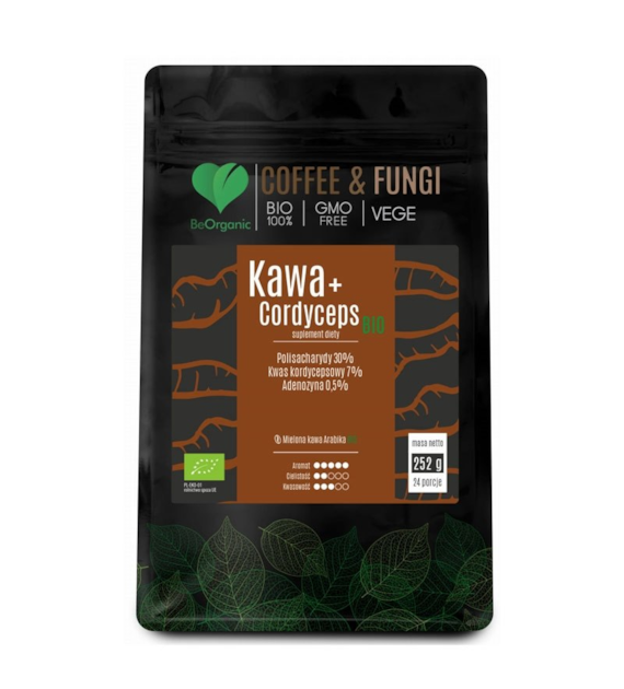 Kawa + Cordyceps arabica mielona 252g BEORGANIC BIO - suplement diety
