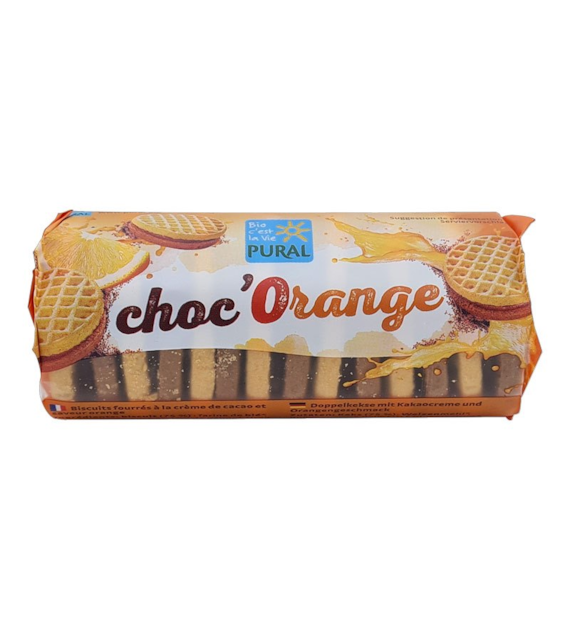 Ciastka mini markizy z kremem kakaowo-pomarańczowym 85g PURAL BIO
