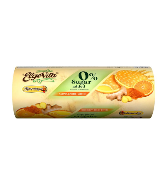 Ciastka markizy pomarańczowe z imbirem i kurkumą bez cukru 180g ELGOVITA