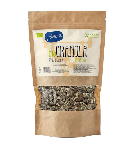Granola proteinowa bez cukru bezglutenowa 320g PAPAGRIN BIO