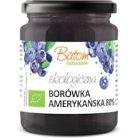 Dżem z borówki amerykańskiej 80% słodzony sokiem jabłkowym 260g BATOM BIO