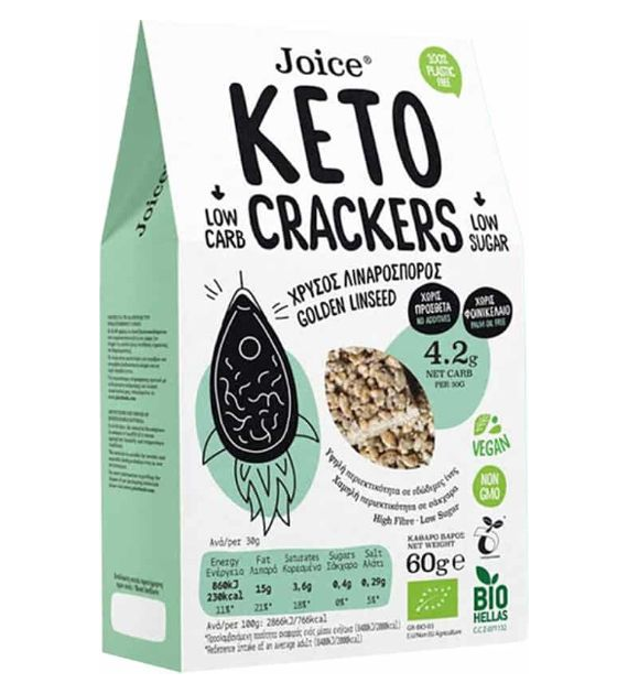 Krakersy KETO pieczywo chrupkie siemię lniane 60g JOICE BIO