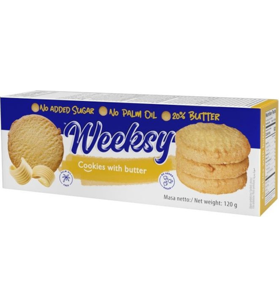 Ciasteczka kruche z masłem bez cukru 120g WEEKSY