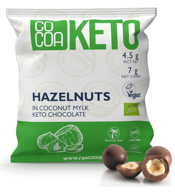 Orzechy laskowe KETO w surowej czekoladzie kokosowej 70g COCOA KETO BIO