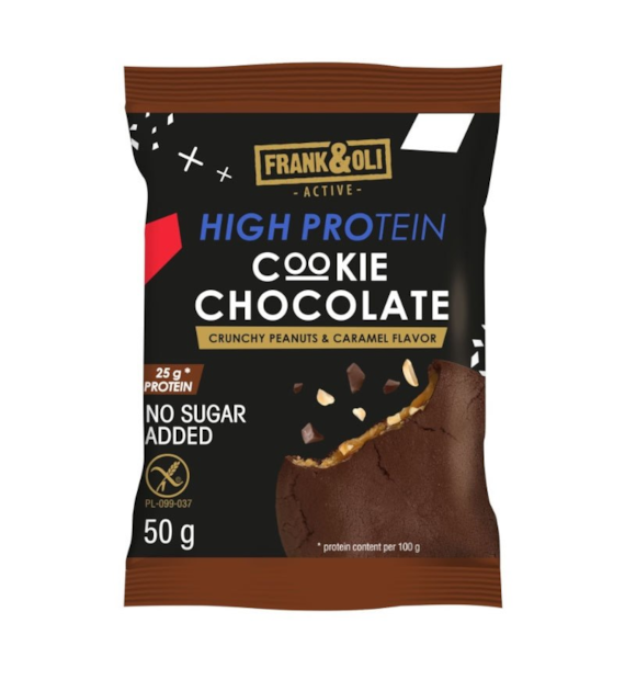 Ciasteczko proteinowe czekoladowe karmel orzechy bez cukru 50g FRANK&OLI