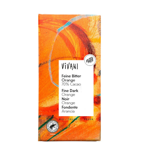 Czekolada gorzka 70% pomarańczowa 80g VIVANI BIO