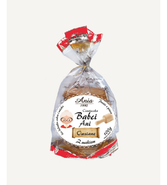 Ciasteczka owsiane Babci Ani z makiem bez cukru 100g ANIA