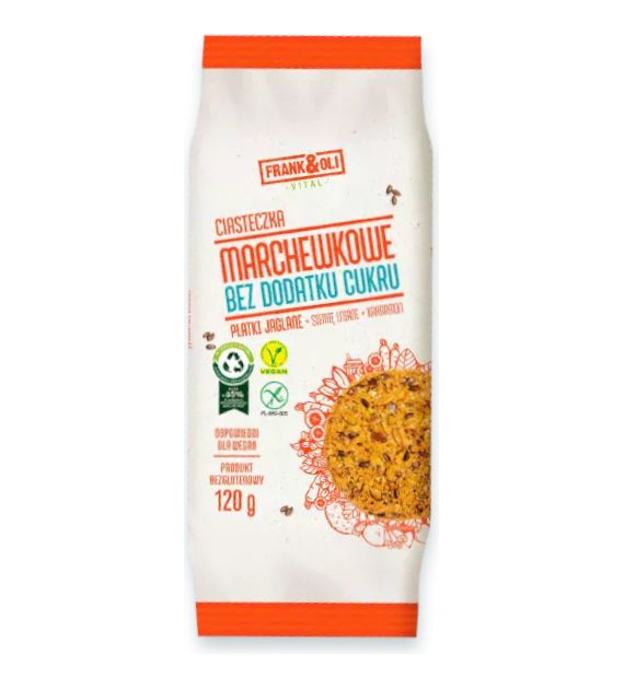 Ciasteczka marchewkowe siemię lniane & kardamon bez cukru 120g FRANK&OLI