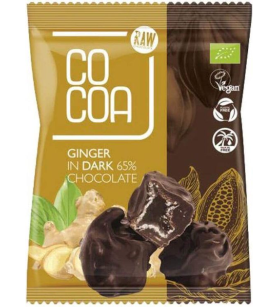 Imbir kandyzowany w surowej czekoladzie RAW 70g COCOA BIO