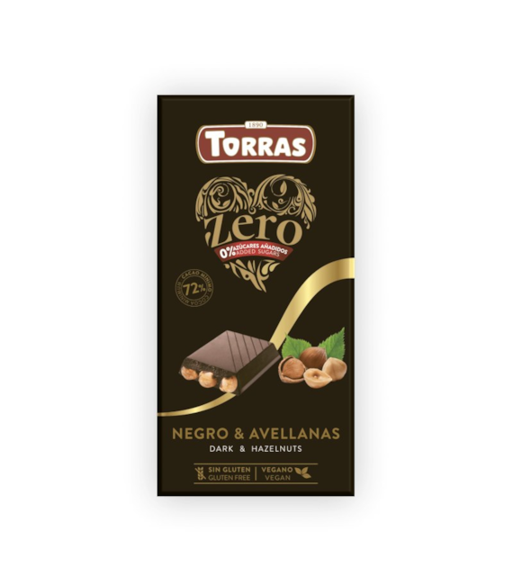Czekolada KETO gorzka z orzechami laskowymi bez cukru 150g TORRAS ZERO