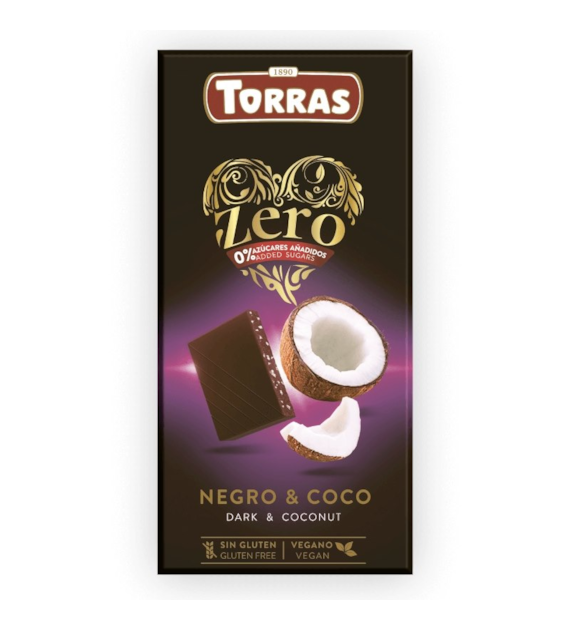 Czekolada gorzka z kokosem bez cukru 125g TORRAS ZERO