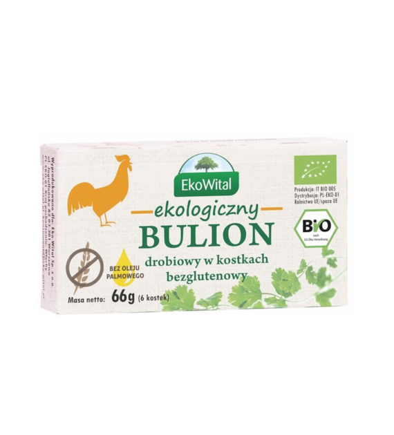 Kostki rosołowe / Bulion drobiowy bezglutenowy 6 sztuk EKOWITAL BIO