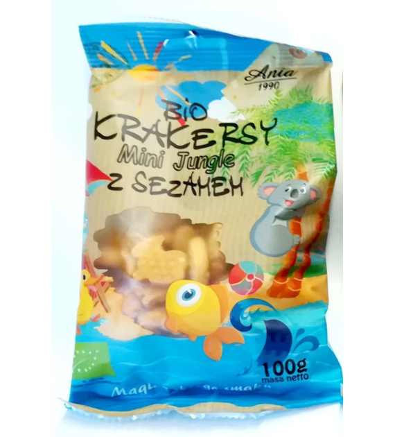 Krakersy pszenne Mini Jungle z sezamem 100g ANIA BIO