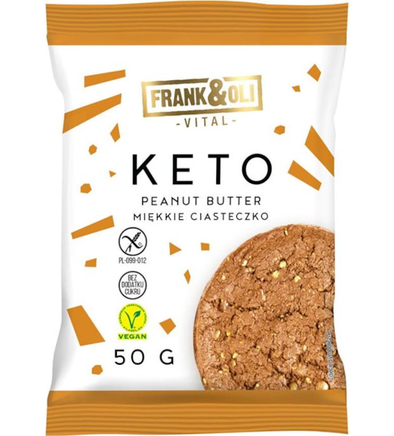 Miękkie KETO ciasteczko masło orzechowe bez cukru 50g FRANK&OLI
