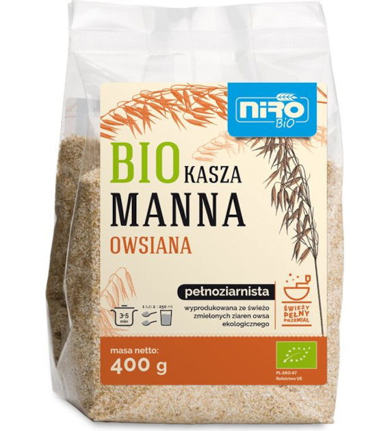 Kasza manna owsiana pełnoziarnista 400g NIRO BIO