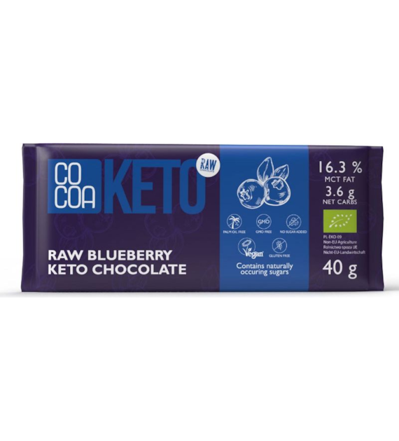 Czekolada surowa KETO jagodowa bez cukru 40g COCOA BIO