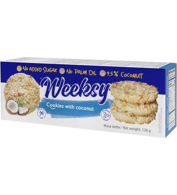 Ciasteczka kruche z kokosem bez cukru 120g WEEKSY