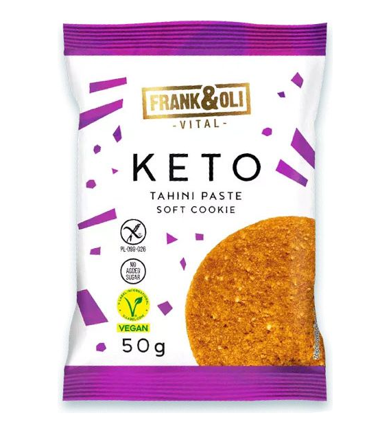 Miękkie KETO ciasteczko z pastą sezamową Tahini bez cukru 50g FRANK&OLI