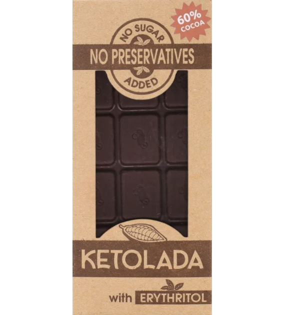 Czekolada KETO gorzka bez cukru 100g KETOLADA