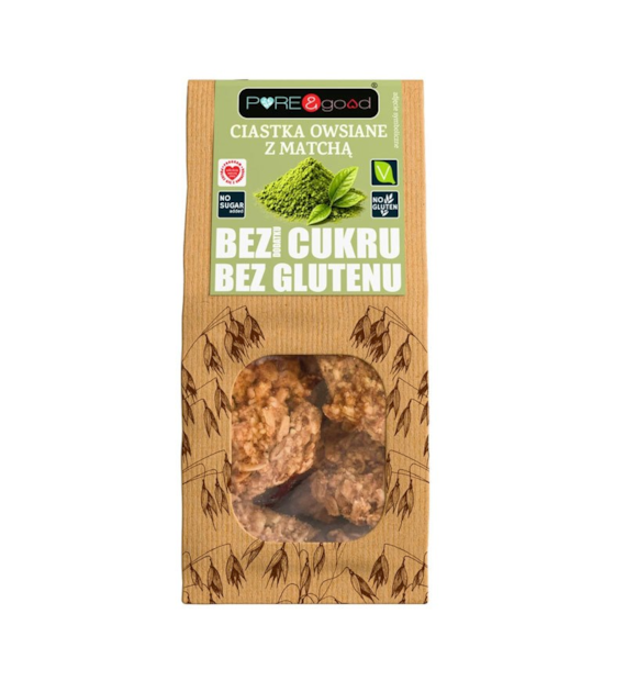 Ciastka owsiane Matcha bezglutenowe bez cukru 150g PURE&GOOD