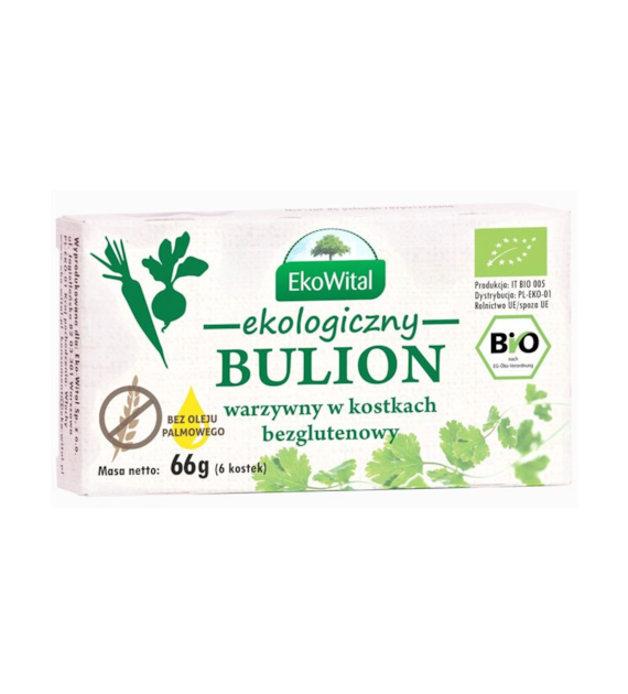 Kostki rosołowe / Bulion warzywny bez drożdży bezglutenowy 6 sztuk EKOWITAL BIO