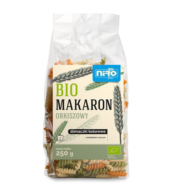 Makaron orkiszowy świderki ślimaczki kolorowe 250g NIRO BIO