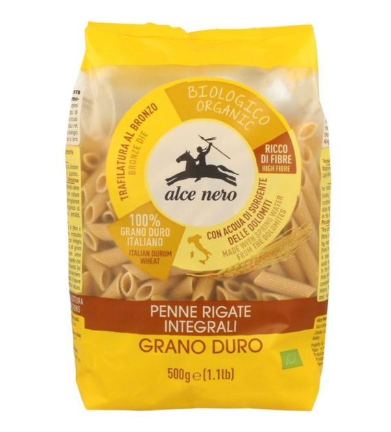 Makaron pszenny durum razowy Penne rurki 500g ALCE NERO BIO