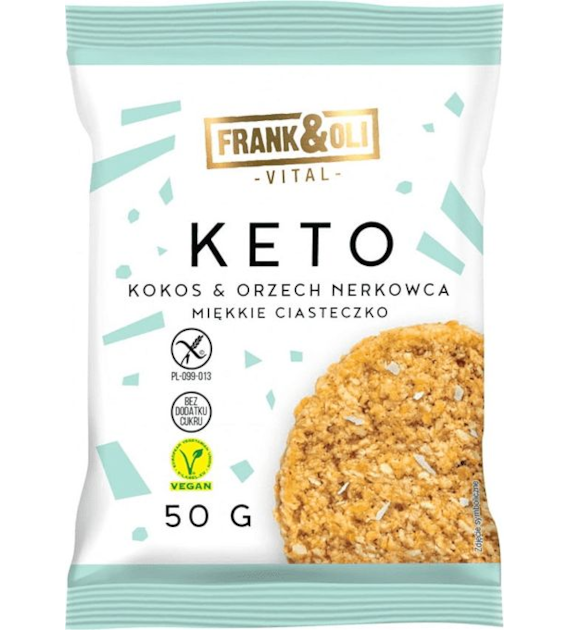 Miękkie KETO ciasteczko kokos & orzechy nerkowca bez cukru 50g FRANK&OLI