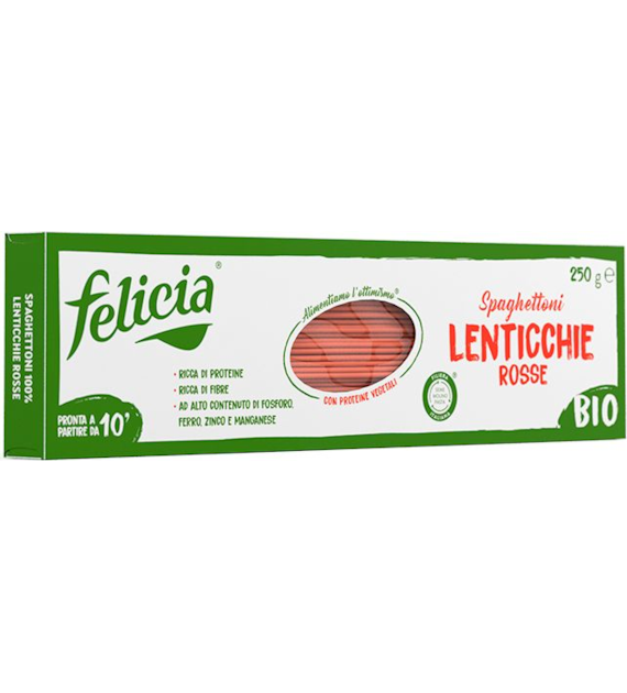 Makaron z czerwonej soczewicy spaghetti bezglutenowy 250g FELICIA BIO