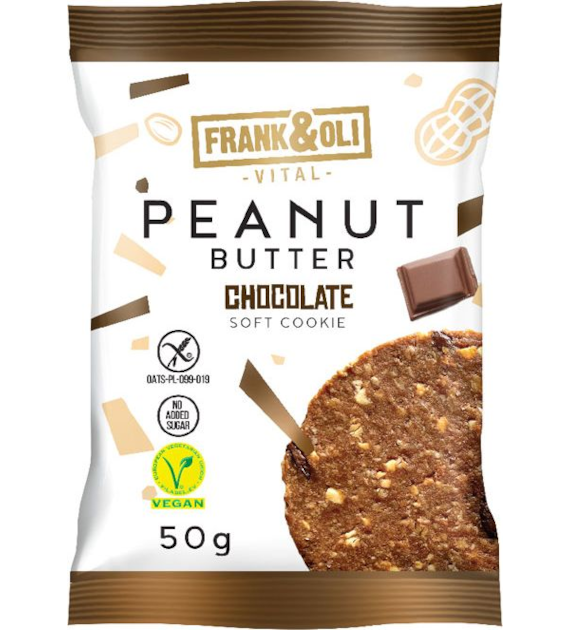 Miękkie ciasteczko masło orzechowe & czekolada bez cukru 50g FRANK&OLI