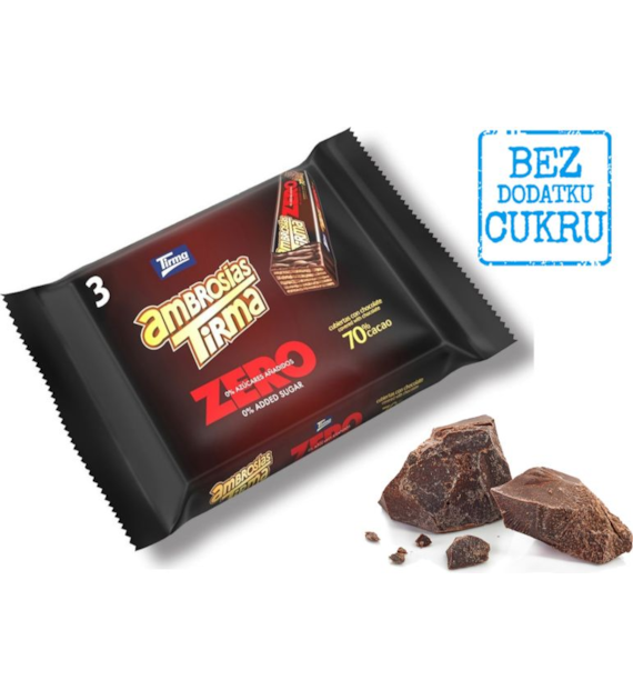 Wafelki w gorzkiej czekoladzie bez cukru 64,5g TIRMA